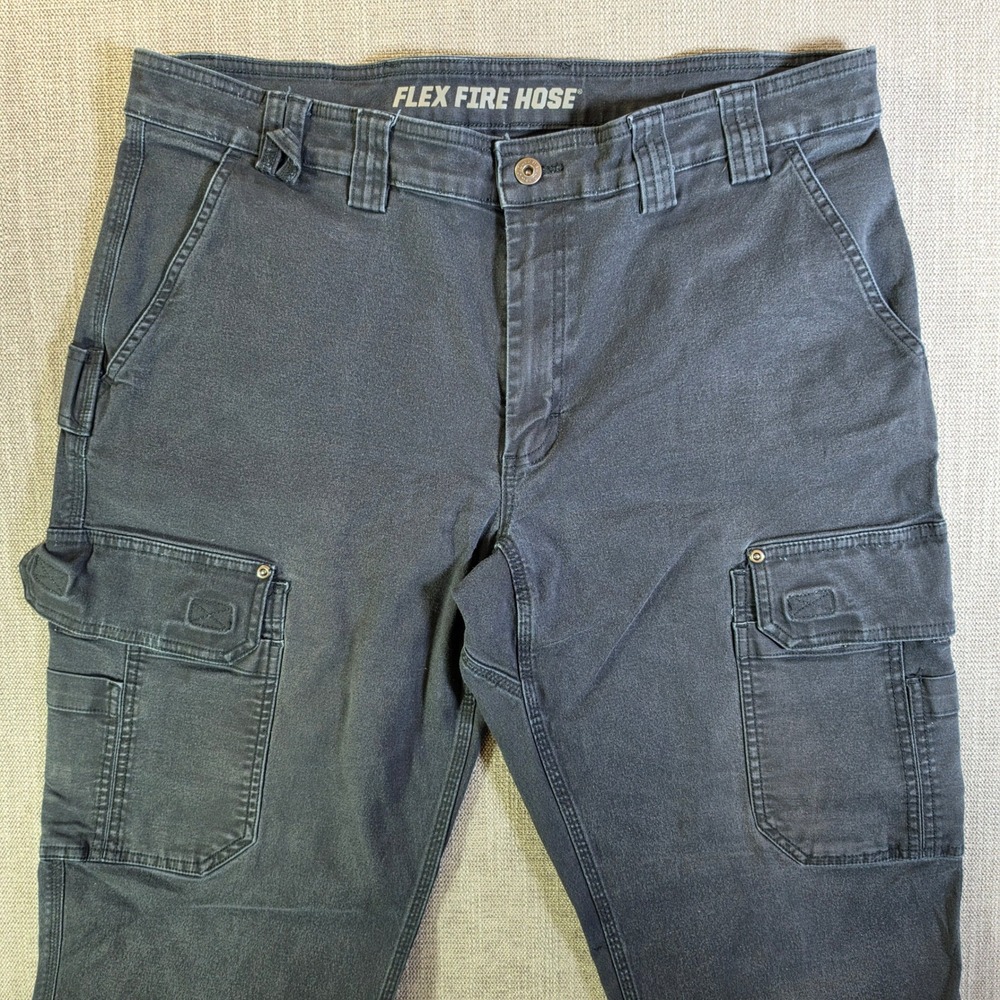 Duluth Trading Co Cargo Pants Mens 38/32 Black Flex Fire Hose Stretch Workwear